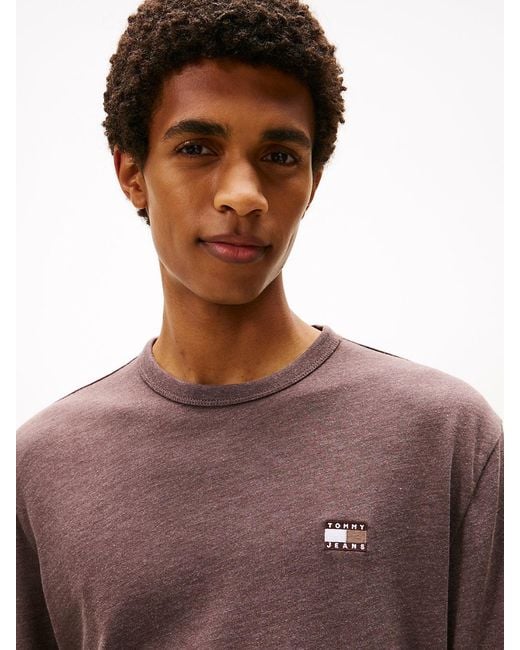 Tommy Hilfiger Red S Long Sleeve Solid Cotton Graphic T-shirts With Tonal Flag Logo for men