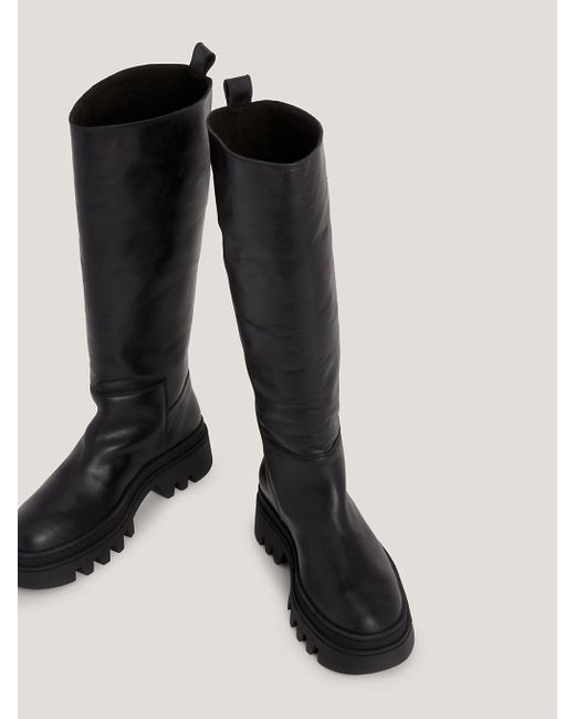 Tommy Hilfiger Black Chunky Cleat Knee-high Boots