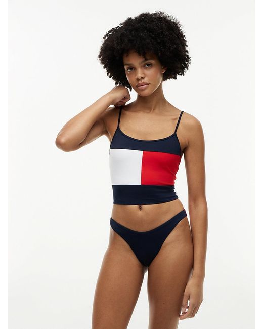 Tommy Hilfiger Blue Signature Colour-Blocked Tankini Top