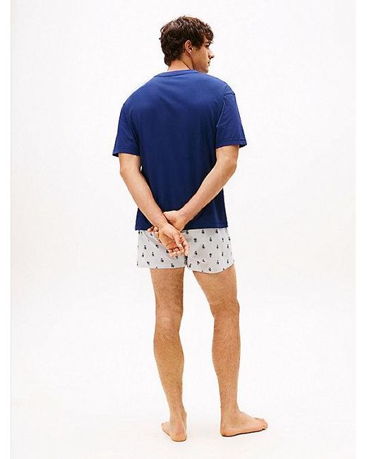 Tommy Hilfiger Pyjamaset Met T-Shirt En Short Met Th-Embleem in het Blue voor heren