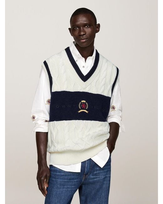 Tommy Hilfiger Blue Crest Cable Knit Sweater Vest for men