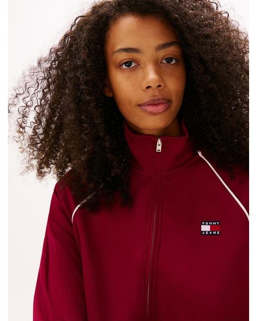 Tommy Hilfiger Red Tommy Badge Interlock Knit Track Jacket