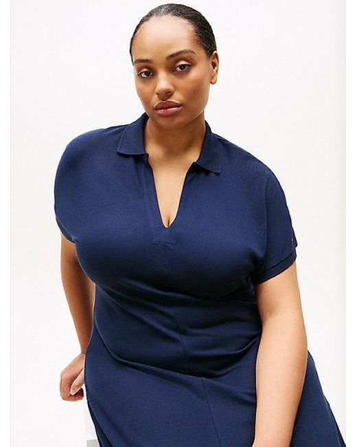 Tommy Hilfiger Blue Curve Fit-And-Flare-Polokleid
