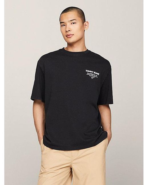 Camiseta Essential en tejido teñido en prenda Tommy Hilfiger de hombre de color Black