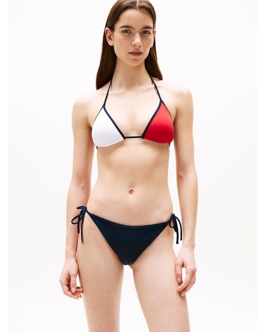 Tommy Hilfiger Red Hilfiger Flag Side Tie Bikini Bottoms