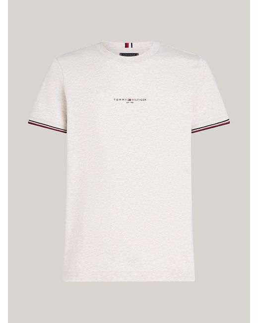 Tommy Hilfiger White Tipped Logo Slim Fit T-shirt for men