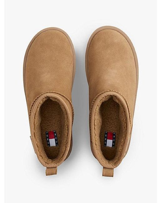 Tommy Hilfiger Suède Snowboot Met Plateauzool in het Brown