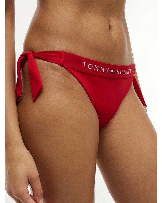 Tommy Hilfiger Red Original Cheeky Side Tie Bikini Bottoms