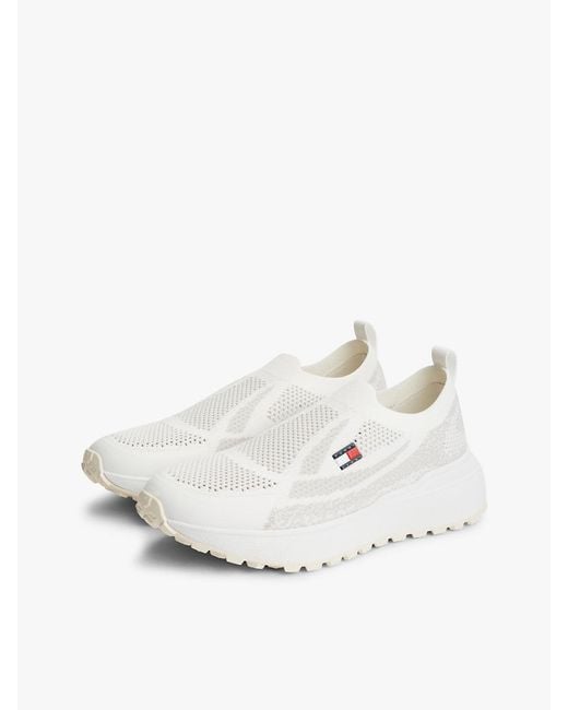 Tommy Hilfiger White Logo Knit Cleat Slip-On Trainers