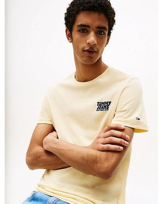Tommy Hilfiger Slim Fit T-Shirt Met Bubbellogo in het Natural voor heren