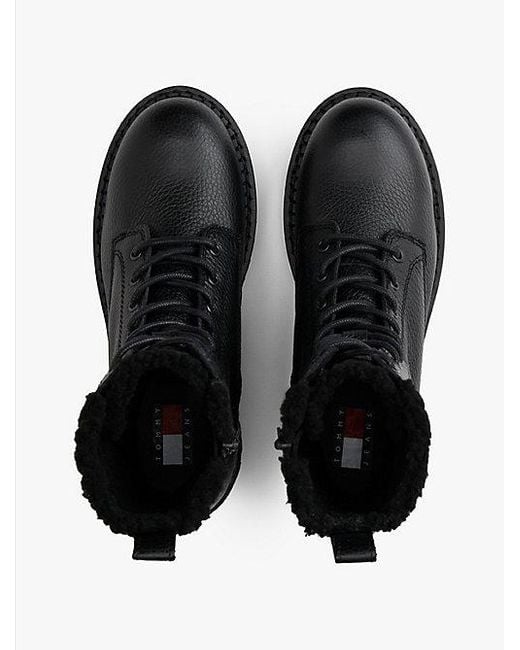 Botas De Media Caña De Piel Forradas Tommy Hilfiger de color Black