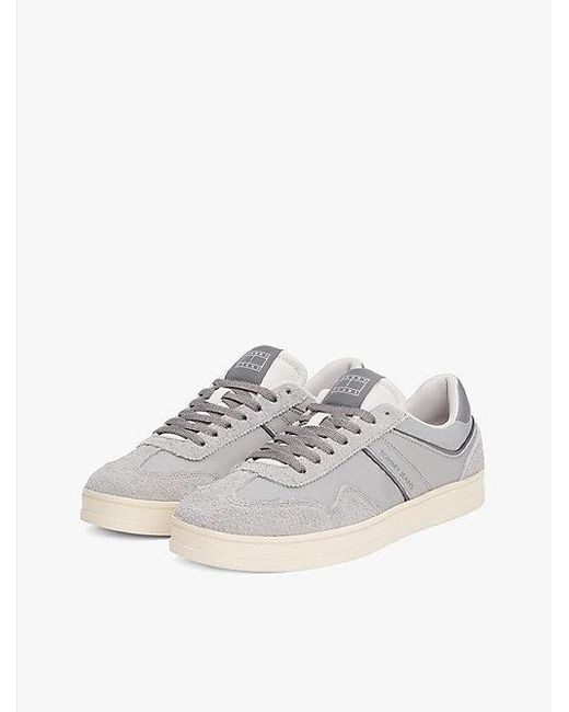 Tommy Hilfiger The Greenwich Leren Sneaker Met Textuurmix in het White voor heren