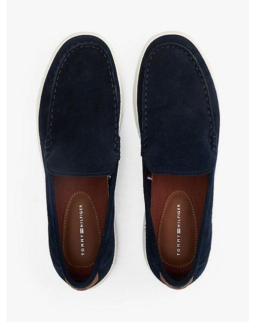 Tommy Hilfiger Signature Suède Instap-Loafer in het Blue voor heren
