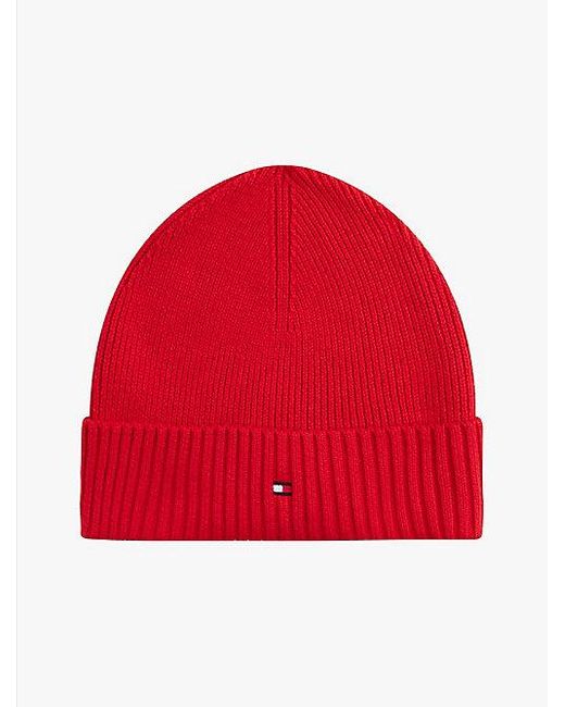 Tommy Hilfiger Hilfiger Flag Beanie Met Kasjmier En Borduursel in het Red voor heren