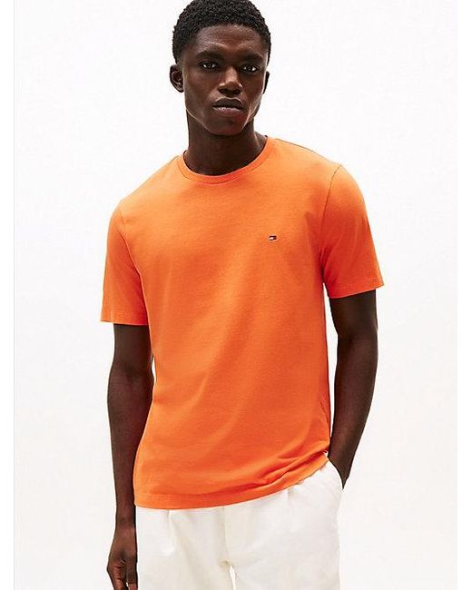 Tommy Hilfiger T-Shirt Met Ronde Hals En Geborduurde Vlag in het Orange voor heren