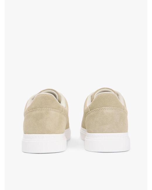 Tommy Hilfiger White Suede Metallic Logo Cupsole Trainers