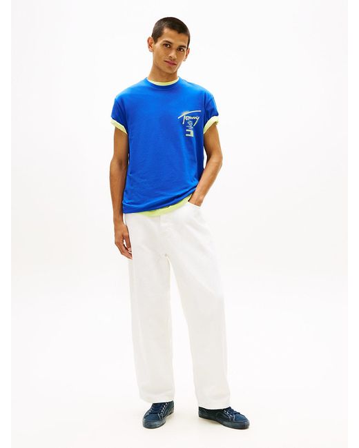 Tommy Hilfiger Blue Signature Back Logo Jersey T-Shirt for men