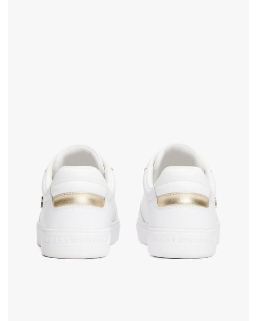 Tommy Hilfiger White Leather Th Monogram Plaque Court Trainers