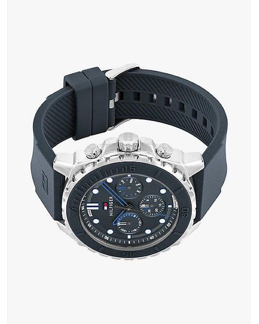 Reloj Azul Con Bisel De Silicona Y Subesfera Tommy Hilfiger de hombre de color Blue
