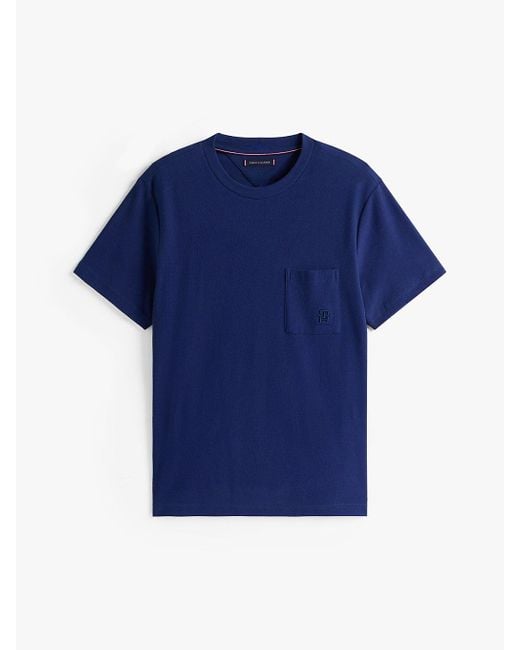 T-Shirt Con Tasca E Monogramma Th di Tommy Hilfiger in Blue da Uomo