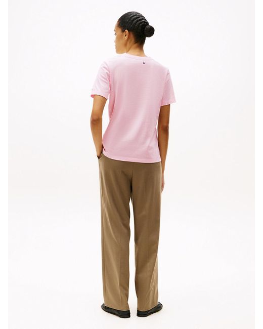 T-Shirt À Drapeau Hilfiger Contrasté Tommy Hilfiger en coloris Pink