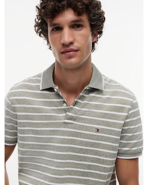 Tommy Hilfiger Gray Regular Fit Pique Polo Shirt With Linen for men