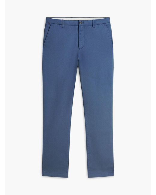 Tommy Hilfiger Blue Denton Slim Straight Textured Chinos for men