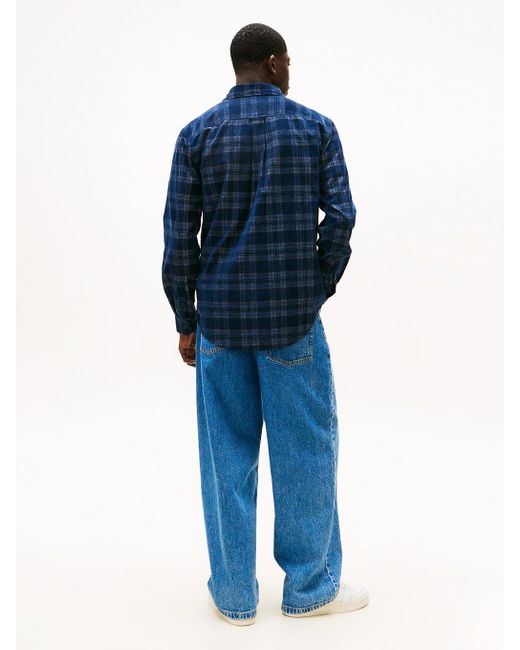 Tommy Hilfiger Blue Regular Fit Prince Of Wales Check Corduroy Shirt for men