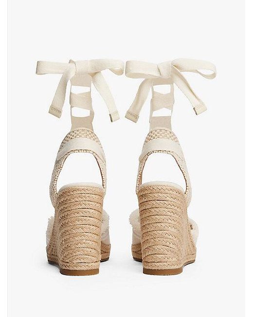 Tommy Hilfiger Canvas Espadrille Met Sleehak En Franjes in het Natural