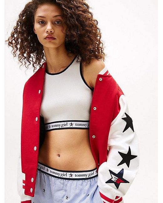 Camiseta De Tirantes Tommy Girl Cropped Tommy Hilfiger de color White