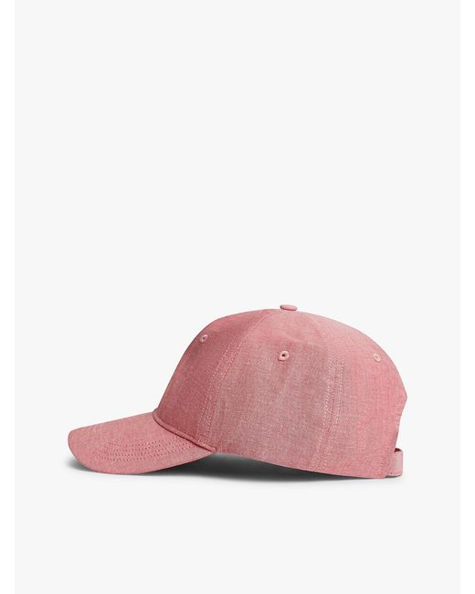Tommy Hilfiger Pink Hilfiger Flag Embroidery Chambray Baseball Cap for men