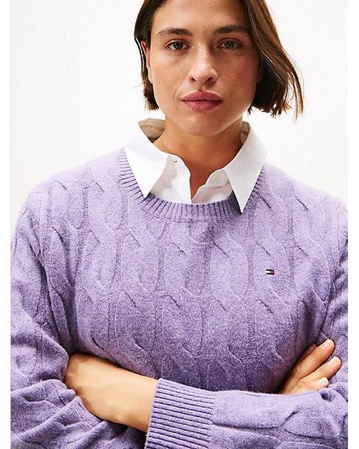 Jersey Curve De Punto Trenzado En Lana Suave Tommy Hilfiger de color Purple