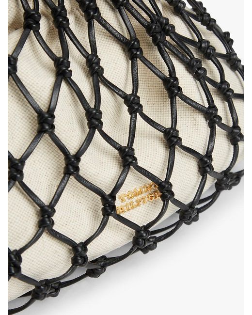 Tommy Hilfiger Black Soft Leather Macrame Crossbody Bag