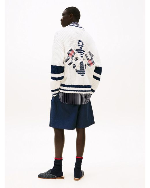 Tommy Hilfiger White The Runway Collection Back Logo Cardigan for men
