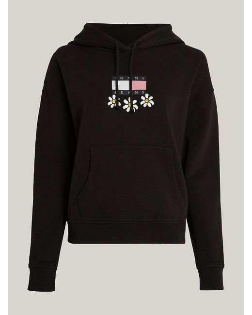 Tommy Hilfiger Black Daisy Graphic Boxy Fit Hoody