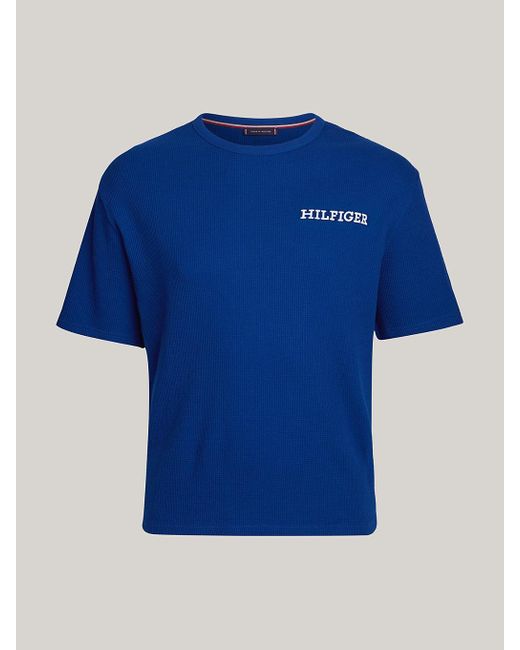 Tommy Hilfiger Blue Plus Hilfiger Monotype Waffle Lounge T-shirt for men