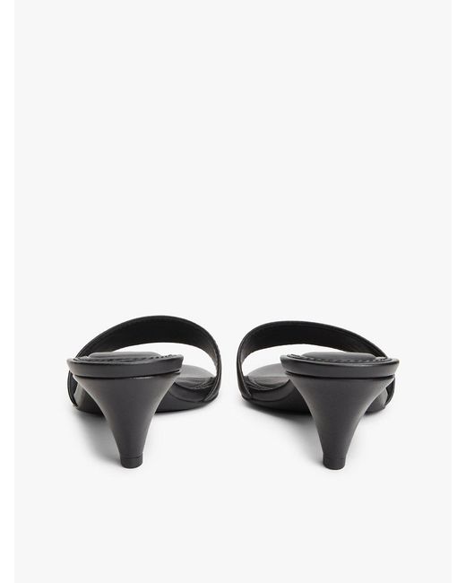 Tommy Hilfiger White Th Monogram Leather Heeled Mules