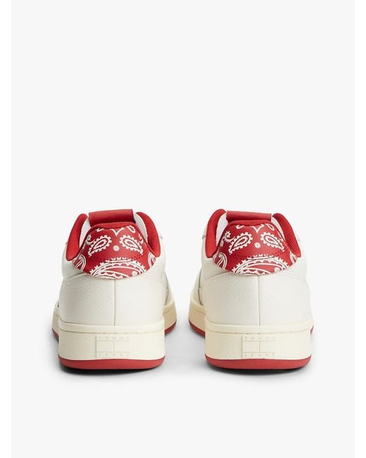Tommy Hilfiger White Leather Bandana Print Archive Court Trainers for men
