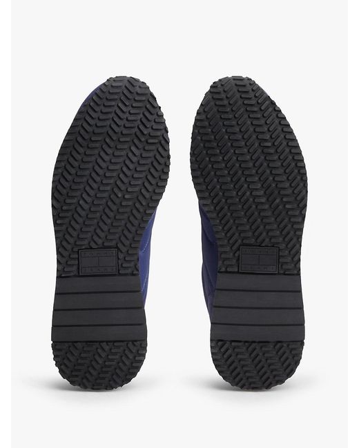 Tommy Hilfiger Blue Suede Mixed Texture Trainers for men