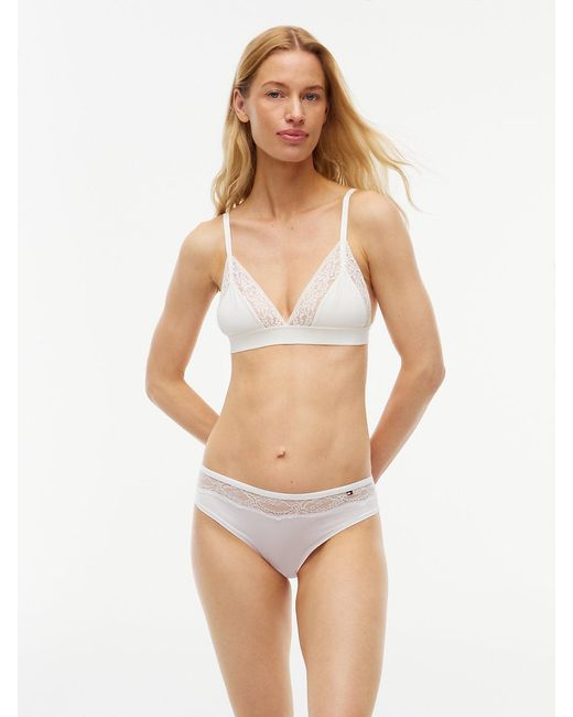 Tommy Hilfiger White Lace Trim Microfibre Briefs