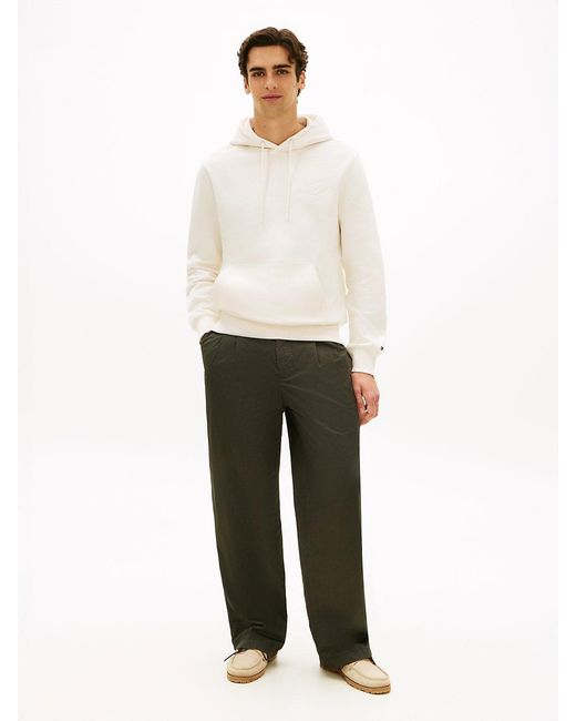 Tommy Hilfiger White Logo Embroidery Terry Hoody for men
