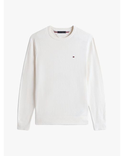 Pullover Con Bandierina Ricamata di Tommy Hilfiger in White da Uomo