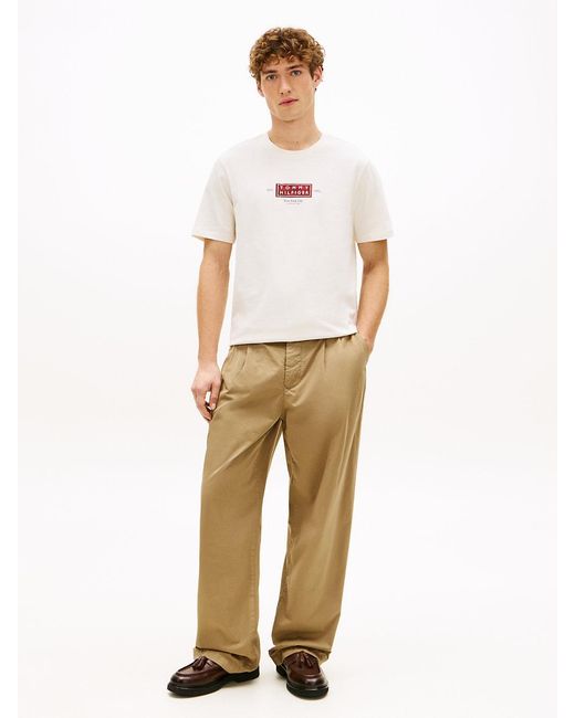 Tommy Hilfiger White Heritage Logo Jersey Crew Neck T-Shirt for men