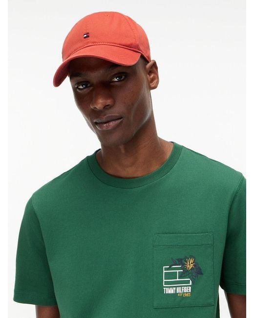 Tommy Hilfiger Orange Hilfiger Flag Embroidery Baseball Cap for men