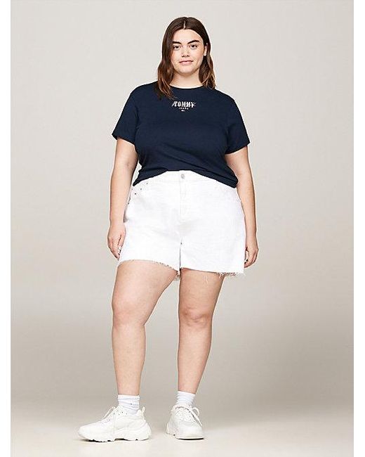 Tommy Hilfiger White Curve Mom Fit Jeans-Shorts mit ultrahohem Bund