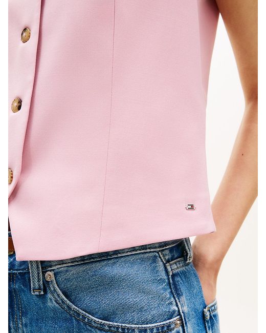Tommy Hilfiger Pink Timeless Wool Blend-Tone Button Waistcoat