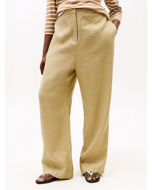 Pantalon Droit Curve En Lin Mélangé Tommy Hilfiger en coloris Natural
