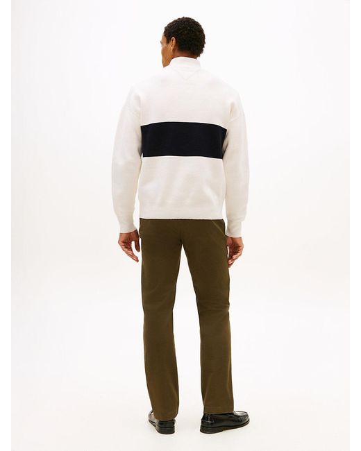 Tommy Hilfiger White Relaxed Quarter-Zip Mock Neck Jumper for men