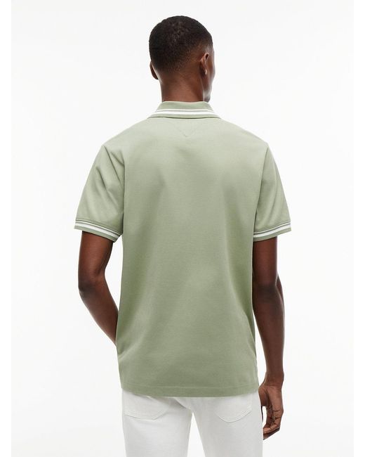 Tommy Hilfiger Green Tommy Flag Regular Fit Tipped Polo Shirt for men