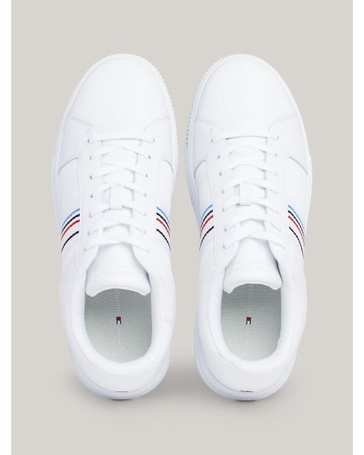 Tommy Hilfiger White Leather Side Stripe Trainers for men